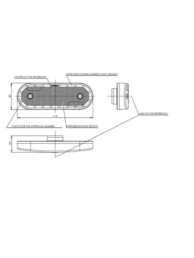 Gabaritinis žibintas LED, stačiakampė, 12-24V, 114x40x25mm, Kramp 8 Gabaritinis žibintas LED, stačiakampė, 12-24V, 114x40x25mm, Kramp 8