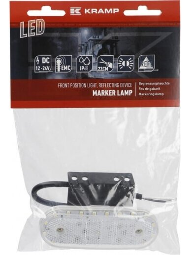 Gabaritinis žibintas LED, stačiakampė, 12-24V, 114x40x25mm, Kramp 6 Gabaritinis žibintas LED, stačiakampė, 12-24V, 114x40x25mm, Kramp 6
