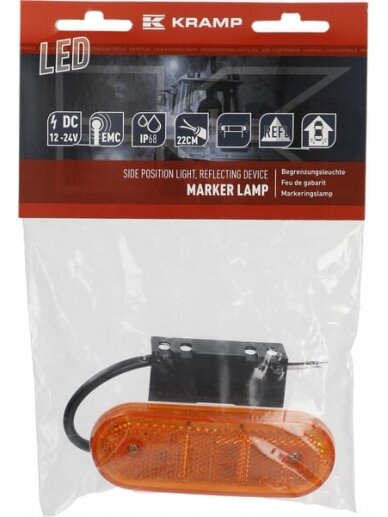 Gabaritinis žibintas LED, stačiakampė, 12-24V, 114x40x25mm, Kramp 6