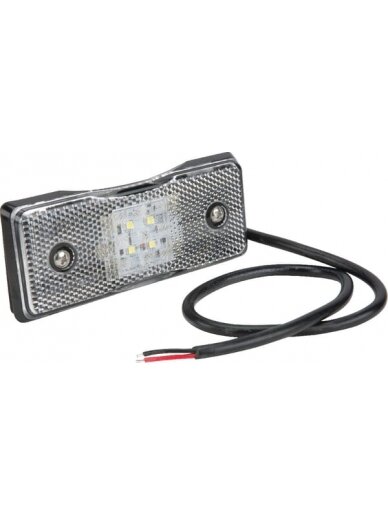 Gabaritinis žibintas LED, stačiakampė, 12/24 V, balta, tvirtinama varžtais, "Britax