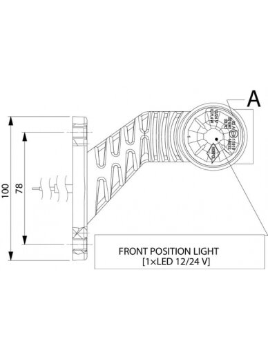 Gabaritinis žibintas LH LED, 0,7/1,4 W, 12-24 V, balta/oranžinė/raudona, 110x55x125 mm, 3 LED, Kramp 2 Gabaritinis žibintas LH LED, 0,7/1,4 W, 12-24 V, balta/oranžinė/raudona, 110x55x125 mm, 3 LED, Kramp 2