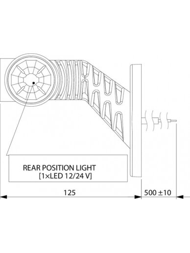 Gabaritinis žibintas LH LED, 0,7/1,4 W, 12-24 V, balta/oranžinė/raudona, 110x55x125 mm, 3 LED, Kramp 3