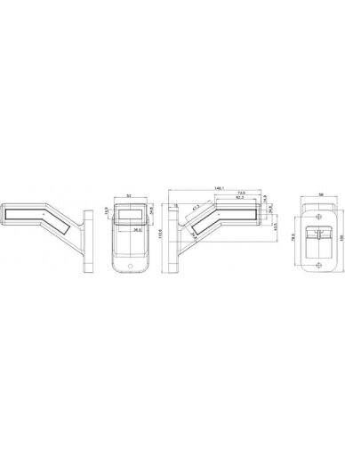 Gabaritinis žibintas LH LED, 12-24V, 146.1x58x110.6mm, Kramp 6
