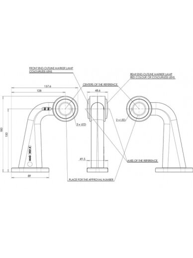 Gabaritinis žibintas RH LED, 12-24V, 180x157,6x48,6 mm, Kramp 3