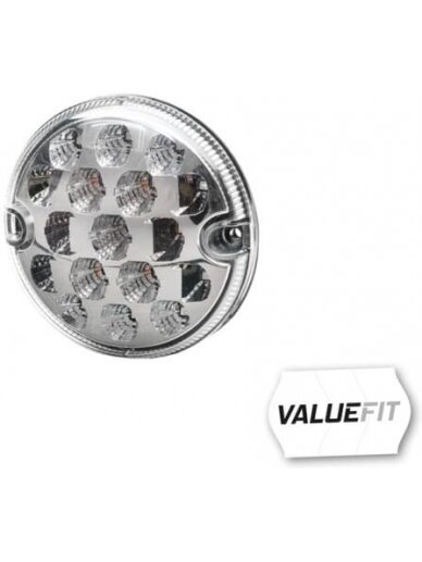 Galinis LED žibintas, apvalus, 10/30 V, skaidrus, tvirtinamas varžtais, Ø 95 mm, 17 LED, "Hella ValueFit Galinis LED žibintas, apvalus, 10/30 V, skaidrus, tvirtinamas varžtais, Ø 95 mm, 17 LED, "Hella ValueFit