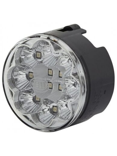 Galinis LED žibintas, apvalus, 12 V, baltas, tvirtinamas varžtais, Ø 66 mm, 12 LED, "Hella Galinis LED žibintas, apvalus, 12 V, baltas, tvirtinamas varžtais, Ø 66 mm, 12 LED, "Hella