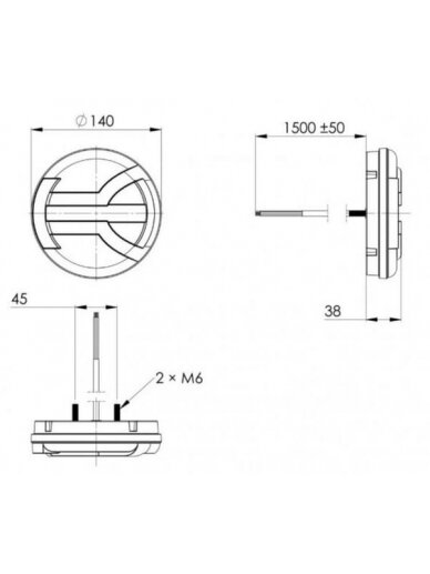 Galinis LED žibintas, apvalus, 12/24 V, baltas/oranžinis/raudonas, Ø140 mm, Kramp 2