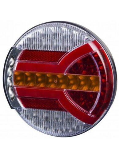 Galinis LED žibintas, apvalus, 12/24 V, baltas/oranžinis/raudonas, Ø140 mm, Kramp Galinis LED žibintas, apvalus, 12/24 V, baltas/oranžinis/raudonas, Ø140 mm, Kramp
