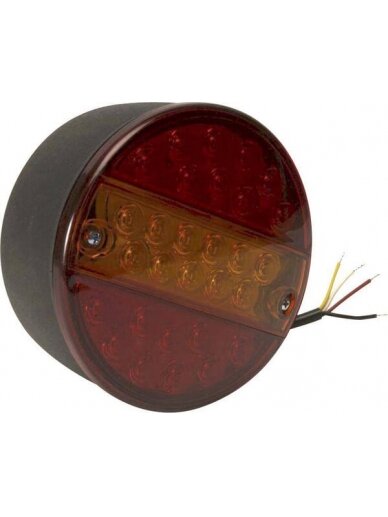 Galinis LED žibintas, apvalus, 12/24 V, gintarinis/raudonas, tvirtinamas varžtais, Ø 142 mm, Waś Galinis LED žibintas, apvalus, 12/24 V, gintarinis/raudonas, tvirtinamas varžtais, Ø 142 mm, Waś