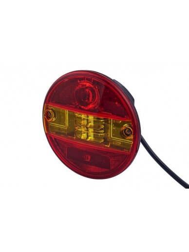 Galinis LED žibintas, apvalus, 12/24 V, raudonas/geltonas, tvirtinamas varžtais, 4 šviesos diodai, "Hella Galinis LED žibintas, apvalus, 12/24 V, raudonas/geltonas, tvirtinamas varžtais, 4 šviesos diodai, "Hella