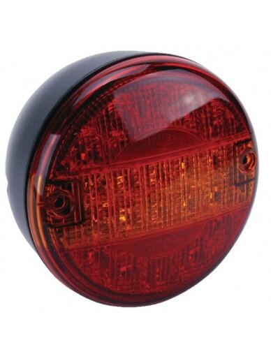 Galinis LED žibintas, apvalus, 24 V, gintarinis/raudonas, tvirtinamas varžtais, Ø 140 mm, "Britax Galinis LED žibintas, apvalus, 24 V, gintarinis/raudonas, tvirtinamas varžtais, Ø 140 mm, "Britax