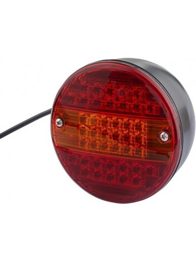Galinis LED žibintas, apvalus, 24 V, raudonas/oranžinis, tvirtinamas varžtais, Ø 140 mm, 42 LED, Hella Galinis LED žibintas, apvalus, 24 V, raudonas/oranžinis, tvirtinamas varžtais, Ø 140 mm, 42 LED, Hella