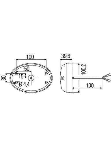 Galinis LED žibintas, ovalus, 12/24 V, skaidrus, tvirtinamas varžtais, 24 LED, "Hella Galinis LED žibintas, ovalus, 12/24 V, skaidrus, tvirtinamas varžtais, 24 LED, "Hella