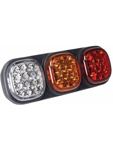 Galinis LED žibintas, stačiakampio formos, 12/24 V, baltas/gintarinis/raudonas, tvirtinamas varžtais, "Britax