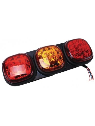Galinis LED žibintas, stačiakampio formos, 12/24 V, gintarinės/raudonos spalvos, tvirtinamas varžtais, "Britax