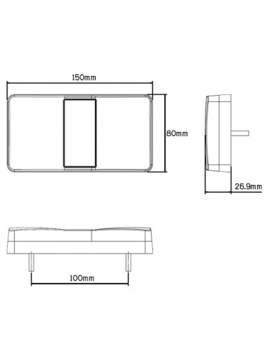 Galinis LED žibintas, stačiakampio formos, 12/24 V, raudonas/oranžinis, tvirtinamas varžtais, 150x27x80 mm, 24 LED diodai 1 Galinis LED žibintas, stačiakampio formos, 12/24 V, raudonas/oranžinis, tvirtinamas varžtais, 150x27x80 mm, 24 LED diodai 1