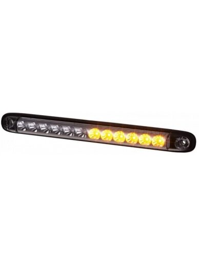 Galinis LED žibintas, stačiakampis, 12/24V, raudonas/oranžinis, 257x27x20mm, 12 LED, Kramp 2 Galinis LED žibintas, stačiakampis, 12/24V, raudonas/oranžinis, 257x27x20mm, 12 LED, Kramp 2