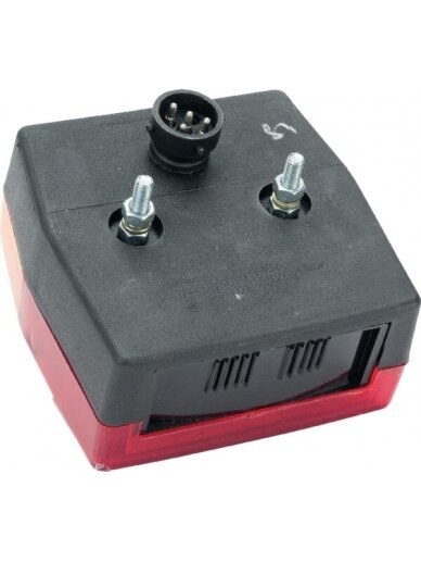 Galinis žibintas kvadratinis, 12 V, raudonos/gintarinės spalvos, tvirtinamas varžtais, "Minipoint", "Aspöck 1