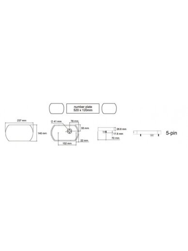 Galinis žibintas LH LED, 9/10,3 W, stačiakampis, 12/24 V, baltas/juodas/geltonas/raudonas/rudas, tvirtinamas varžtais, 237x29x140 mm, 47 šviesos diodai 2 Galinis žibintas LH LED, 9/10,3 W, stačiakampis, 12/24 V, baltas/juodas/geltonas/raudonas/rudas, tvirtinamas varžtais, 237x29x140 mm, 47 šviesos diodai 2