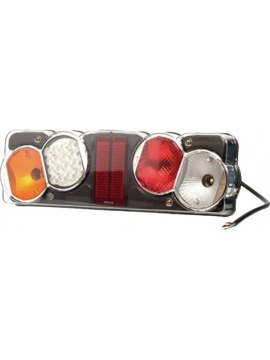 Galinis žibintas LH LED, stačiakampio formos, 24 V, gintarinis/raudonas/baltas, tvirtinamas varžtais, 482x148 mm, Waś