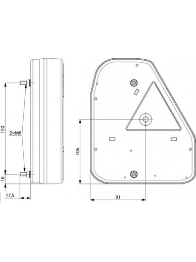 Galinis žibintas LH LED, stačiakampis, 12/24V, raudonas/oranžinis, 206x55x174mm, gopart 4