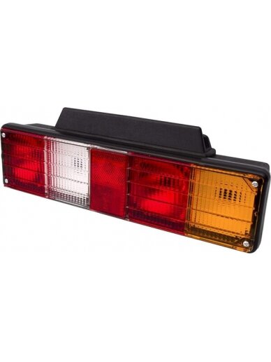 Galinis žibintas LH stačiakampio formos, 12/24V, gintarinis/baltas/raudonas, tvirtinamas varžtais, 396x104mm, Promot Galinis žibintas LH stačiakampio formos, 12/24V, gintarinis/baltas/raudonas, tvirtinamas varžtais, 396x104mm, Promot