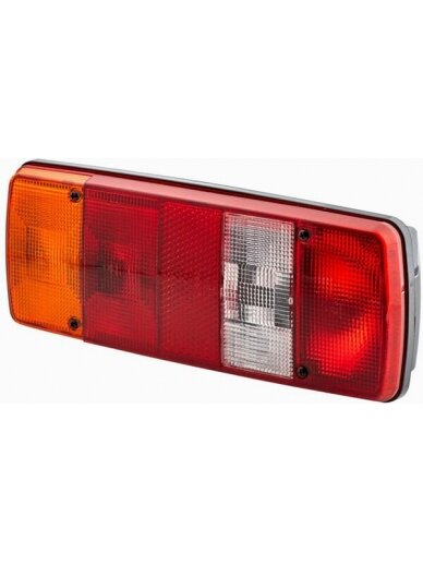Galinis žibintas LH stačiakampio formos, 12/24V, raudonas/rudas/geltonas, tvirtinamas varžtais, 343x75x133mm, Hella Galinis žibintas LH stačiakampio formos, 12/24V, raudonas/rudas/geltonas, tvirtinamas varžtais, 343x75x133mm, Hella