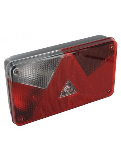 Galinis žibintas LH stačiakampio formos, 12V, raudonas/permatomas, prisukamas varžtais, 5 kontaktų, Multipoint V iš Aspöck