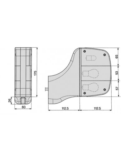 Galinis žibintas LH stačiakampio formos, raudonos/gintarinės spalvos, tvirtinamas varžtais, 112x175 mm AMP kištukas, Cobo 1 Galinis žibintas LH stačiakampio formos, raudonos/gintarinės spalvos, tvirtinamas varžtais, 112x175 mm AMP kištukas, Cobo 1