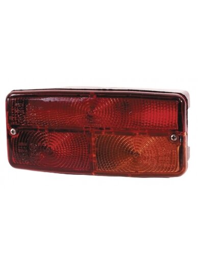 Galinis žibintas LH stačiakampio formos, raudonos/gintarinės spalvos, tvirtinamas varžtais, 185x85 mm AMP kištukas, Cobo Galinis žibintas LH stačiakampio formos, raudonos/gintarinės spalvos, tvirtinamas varžtais, 185x85 mm AMP kištukas, Cobo
