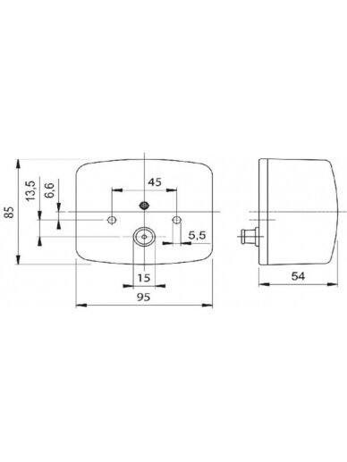 Galinis žibintas RH kvadratinis, 12 V, gintarinis/raudonas, tvirtinamas varžtais, 95x54x85 mm, Jokon 1 Galinis žibintas RH kvadratinis, 12 V, gintarinis/raudonas, tvirtinamas varžtais, 95x54x85 mm, Jokon 1