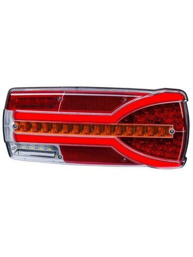 Galinis žibintas RH LED, stačiakampio formos, 12/24V, baltas/oranžinis/raudonas, 304x132x48mm, Kramp