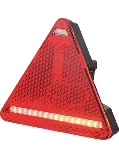 Galinis žibintas RH LED, trikampio formos, 12/24V, gintarinis/raudonas, tvirtinamas varžtais, 163x60.3x144mm, Waś 4