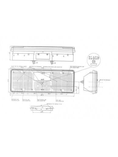 Galinis žibintas RH stačiakampio formos, 12/24V, gintarinis/baltas/raudonas, tvirtinamas varžtais, 387x81x137mm, Waś 2 Galinis žibintas RH stačiakampio formos, 12/24V, gintarinis/baltas/raudonas, tvirtinamas varžtais, 387x81x137mm, Waś 2