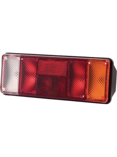 Galinis žibintas RH stačiakampio formos, 12/24V, gintarinis/baltas/raudonas, tvirtinamas varžtais, 387x81x137mm, Waś Galinis žibintas RH stačiakampio formos, 12/24V, gintarinis/baltas/raudonas, tvirtinamas varžtais, 387x81x137mm, Waś