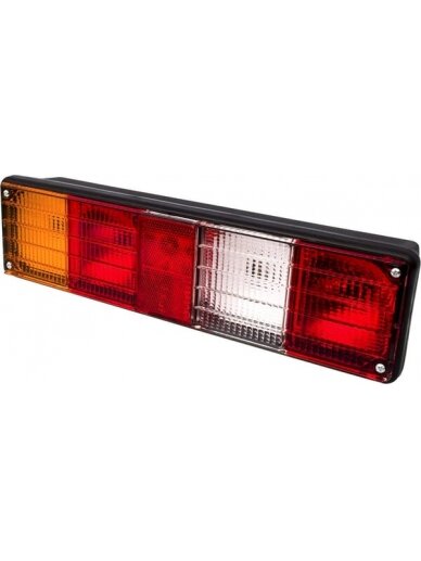 Galinis žibintas RH stačiakampio formos, 12/24V, gintarinis/baltas/raudonas, tvirtinamas varžtais, 396x104mm, Promot Galinis žibintas RH stačiakampio formos, 12/24V, gintarinis/baltas/raudonas, tvirtinamas varžtais, 396x104mm, Promot
