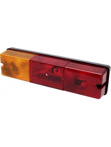 Galinis žibintas RH stačiakampio formos, 12/24V, gintarinis/raudonas, tvirtinamas varžtais, 300x55x77mm, Promot Galinis žibintas RH stačiakampio formos, 12/24V, gintarinis/raudonas, tvirtinamas varžtais, 300x55x77mm, Promot