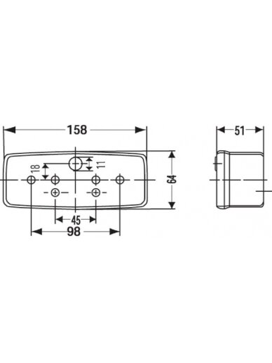 Galinis žibintas RH stačiakampio formos, 12/24V, raudonas/oranžinis, prisukamas varžtais, 158x51x64mm, Hella Galinis žibintas RH stačiakampio formos, 12/24V, raudonas/oranžinis, prisukamas varžtais, 158x51x64mm, Hella