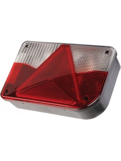 Galinis žibintas RH stačiakampio formos, 12/24V, raudonas/permatomas/gintarinis, tvirtinamas varžtais, 200x55x130mm, Jokon