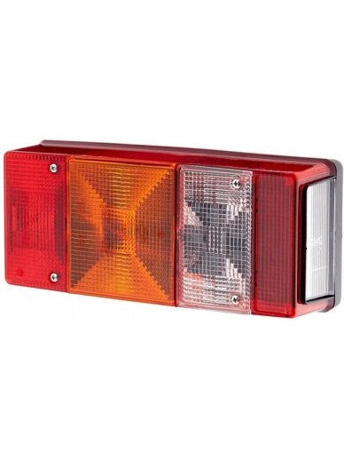 Galinis žibintas RH stačiakampio formos, 12V, raudonas/oranžinis/baltas, tvirtinamas varžtais, 246x66x108mm, Hella Galinis žibintas RH stačiakampio formos, 12V, raudonas/oranžinis/baltas, tvirtinamas varžtais, 246x66x108mm, Hella
