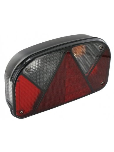 Galinis žibintas RH stačiakampio formos, 12V, raudonas/permatomas, prisukamas varžtais, 240x52mm, bajonetinis 5 kontaktų, Multipoint II pagal Aspöck Galinis žibintas RH stačiakampio formos, 12V, raudonas/permatomas, prisukamas varžtais, 240x52mm, bajonetinis 5 kontaktų, Multipoint II pagal Aspöck