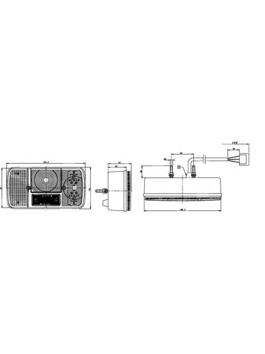 Galinis žibintas RH stačiakampio formos, skaidrus/gintarinis/raudonas, tvirtinamas varžtais, 189,5x97 mm AMP kištukas, Cobo 1 Galinis žibintas RH stačiakampio formos, skaidrus/gintarinis/raudonas, tvirtinamas varžtais, 189,5x97 mm AMP kištukas, Cobo 1