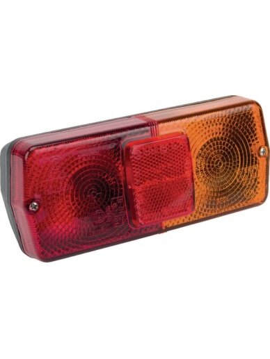 Galinis žibintas stačiakampio formos, 12V, raudonos/gintarinės spalvos, tvirtinamas varžtais, 184x76mm AMP kištukas, Cobo Galinis žibintas stačiakampio formos, 12V, raudonos/gintarinės spalvos, tvirtinamas varžtais, 184x76mm AMP kištukas, Cobo