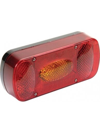 Galinis žibintas stačiakampio formos, 12V, raudonos/gintarinės spalvos, tvirtinamas varžtais, 218xMidipoint II pagal Aspöck