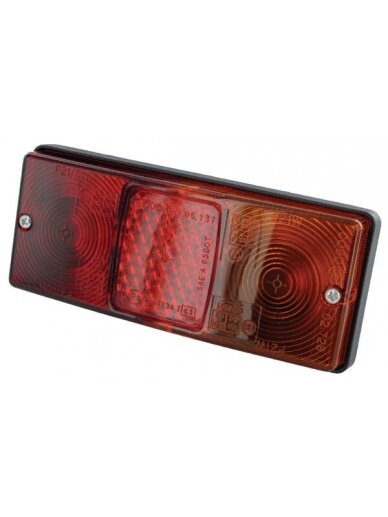 Galinis žibintas stačiakampio formos, raudonos/juodos spalvos, tvirtinamas varžtais, 160x67 mm AMP kištukas, Cobo Galinis žibintas stačiakampio formos, raudonos/juodos spalvos, tvirtinamas varžtais, 160x67 mm AMP kištukas, Cobo