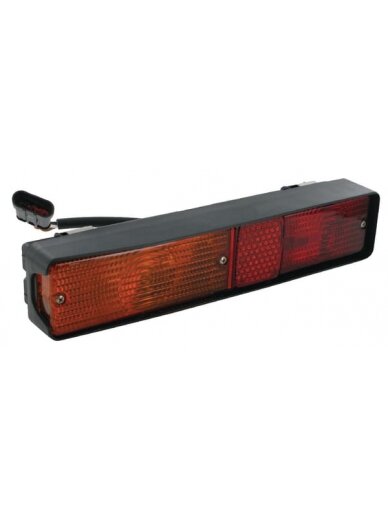 Galinis žibintas stačiakampio formos, raudonos/juodos spalvos, tvirtinamas varžtais, 300x62x63mm AMP kištukas, Cobo Galinis žibintas stačiakampio formos, raudonos/juodos spalvos, tvirtinamas varžtais, 300x62x63mm AMP kištukas, Cobo