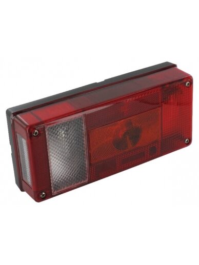 Galinis žibintas stačiakampis, 12 V, raudonas/juodos spalvos, tvirtinamas varžtais, Midipoint by Aspöck