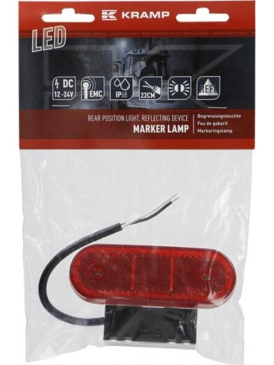 Gabaritinis žibintas LED, stačiakampė, 12-24V, 114x40x25mm, Kramp 6 Gabaritinis žibintas LED, stačiakampė, 12-24V, 114x40x25mm, Kramp 6