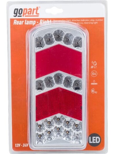 Galinis žibintas RH LED, stačiakampis, 12-24V, 228x106x40mm, gopart 1 Galinis žibintas RH LED, stačiakampis, 12-24V, 228x106x40mm, gopart 1