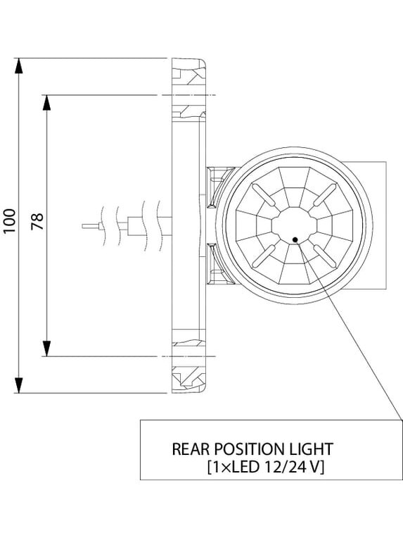 Gabaritinis LED žibintas, 0,7/1,4 W, 12/24 V, balta/oranžinė/raudona, 100x55x64 mm, 3 LED, Kramp 3